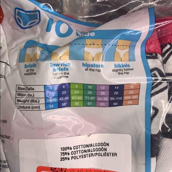 Girls Hanes Hipsters Size 10 - Picture 2 of 2